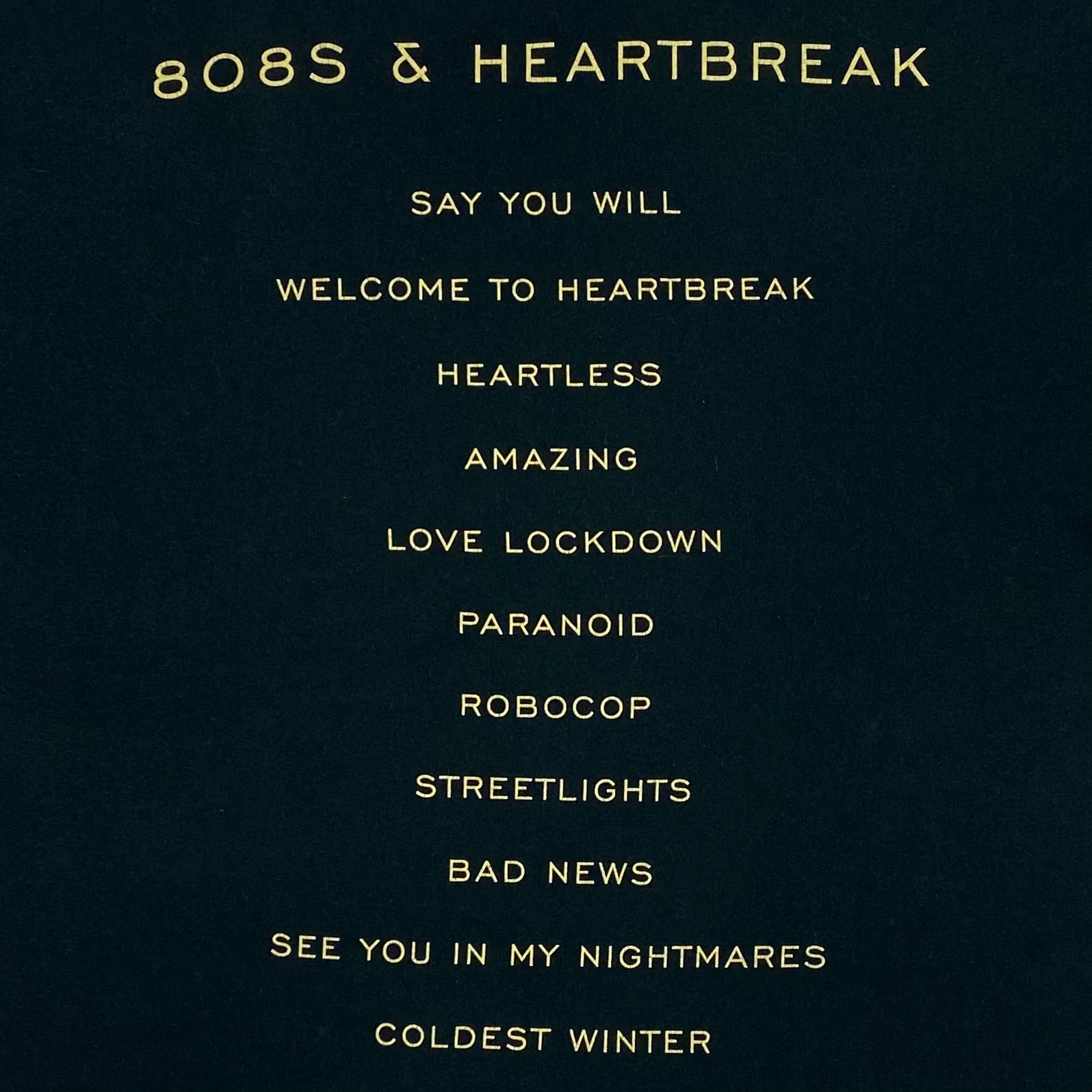 808’s & Heartbreak 2015 Hollywood Bowl Track-list Tee In Black - Image 2