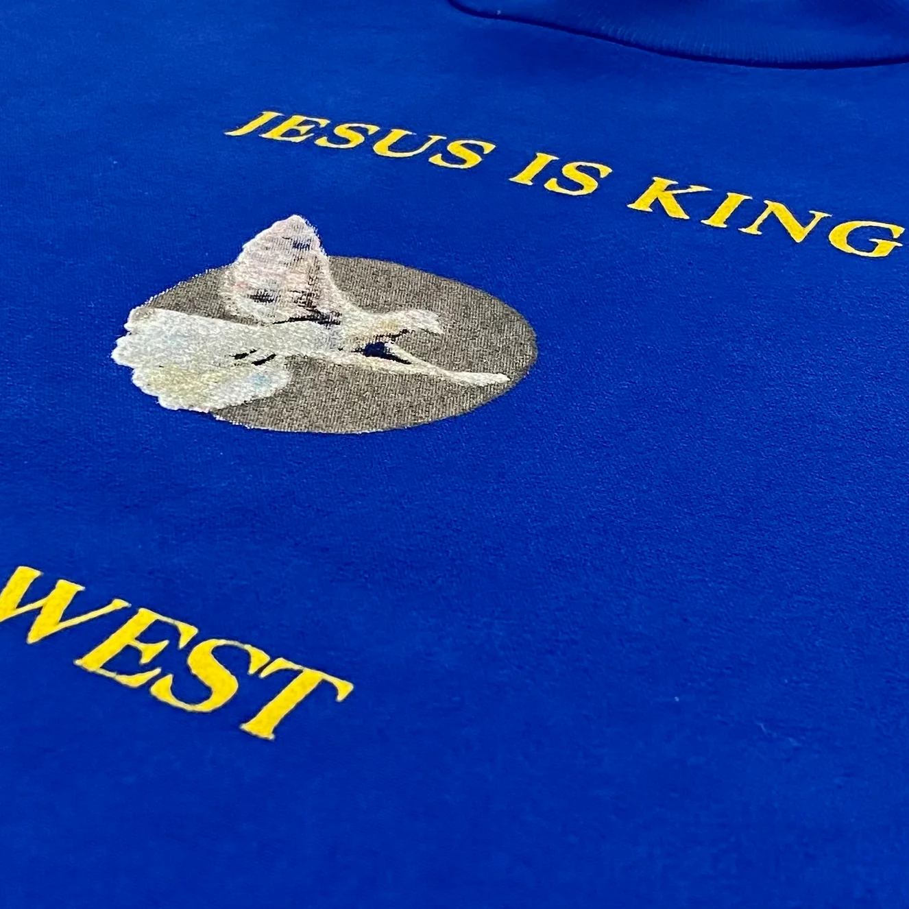 Jesus Is King 2019 Vinyl 'Dove' Crewneck in Blue - Image 3