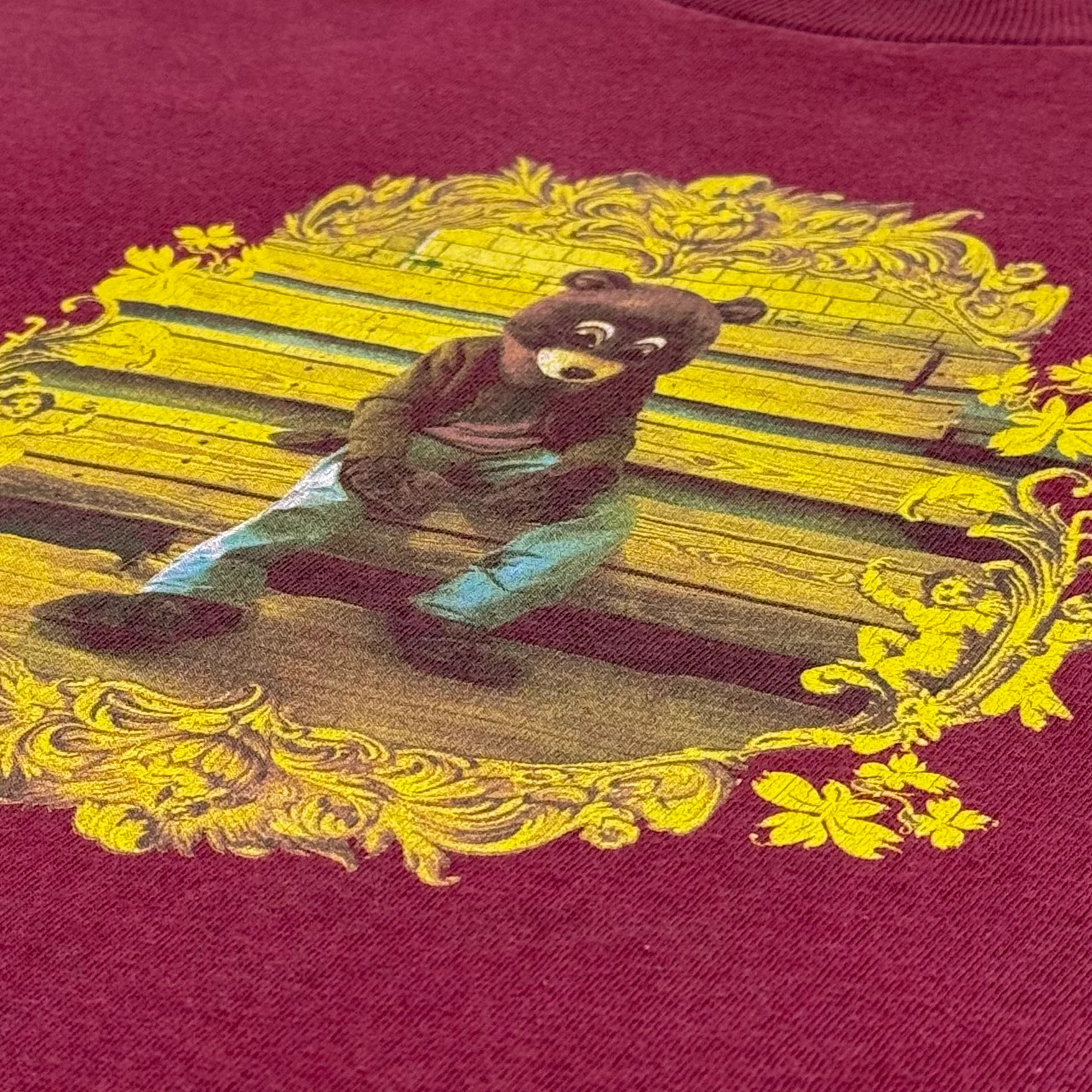 The College Dropout 2004 Album Crest Tee in Burgundy - Image 3