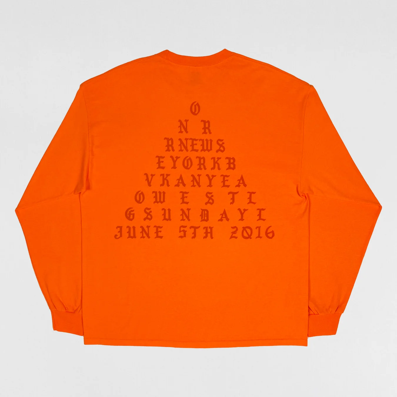 The Life of Pablo 2016 Cancelled Governor's Ball Long Sleeve In Orange - Image 3