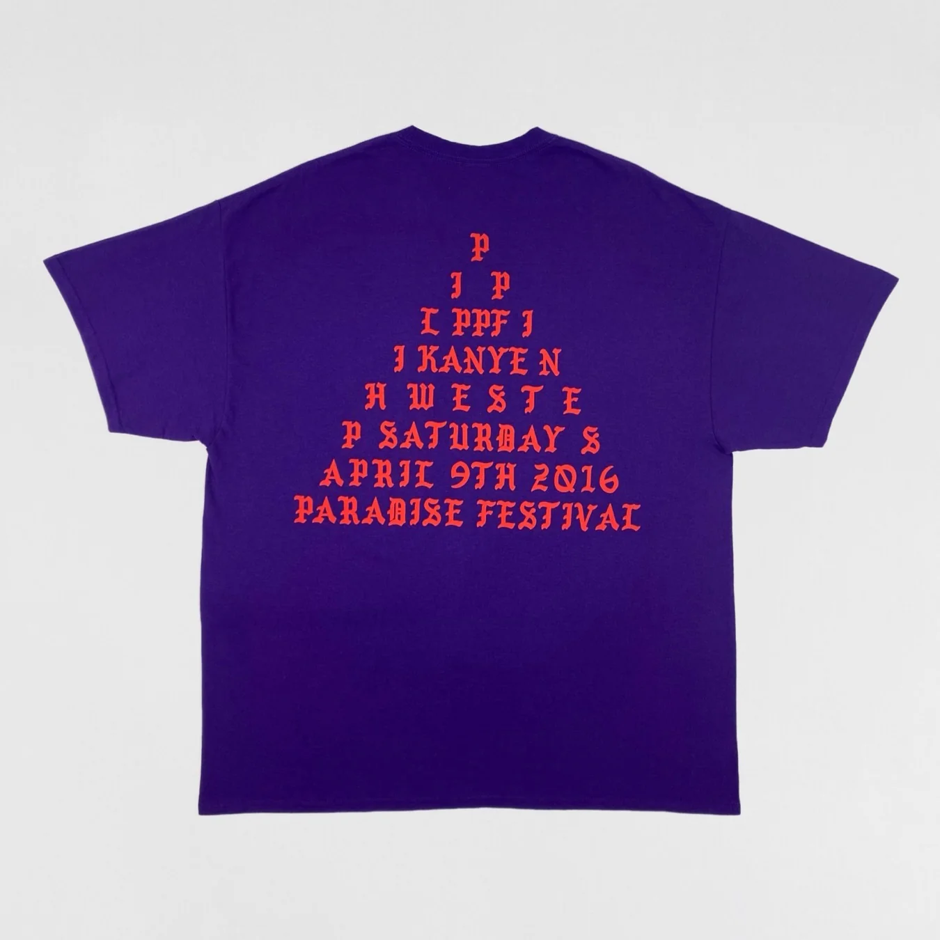 The Life of Pablo 2016 Paradise Fesitval ‘I Feel Like Pablo’ Tee In Purple - Image 3