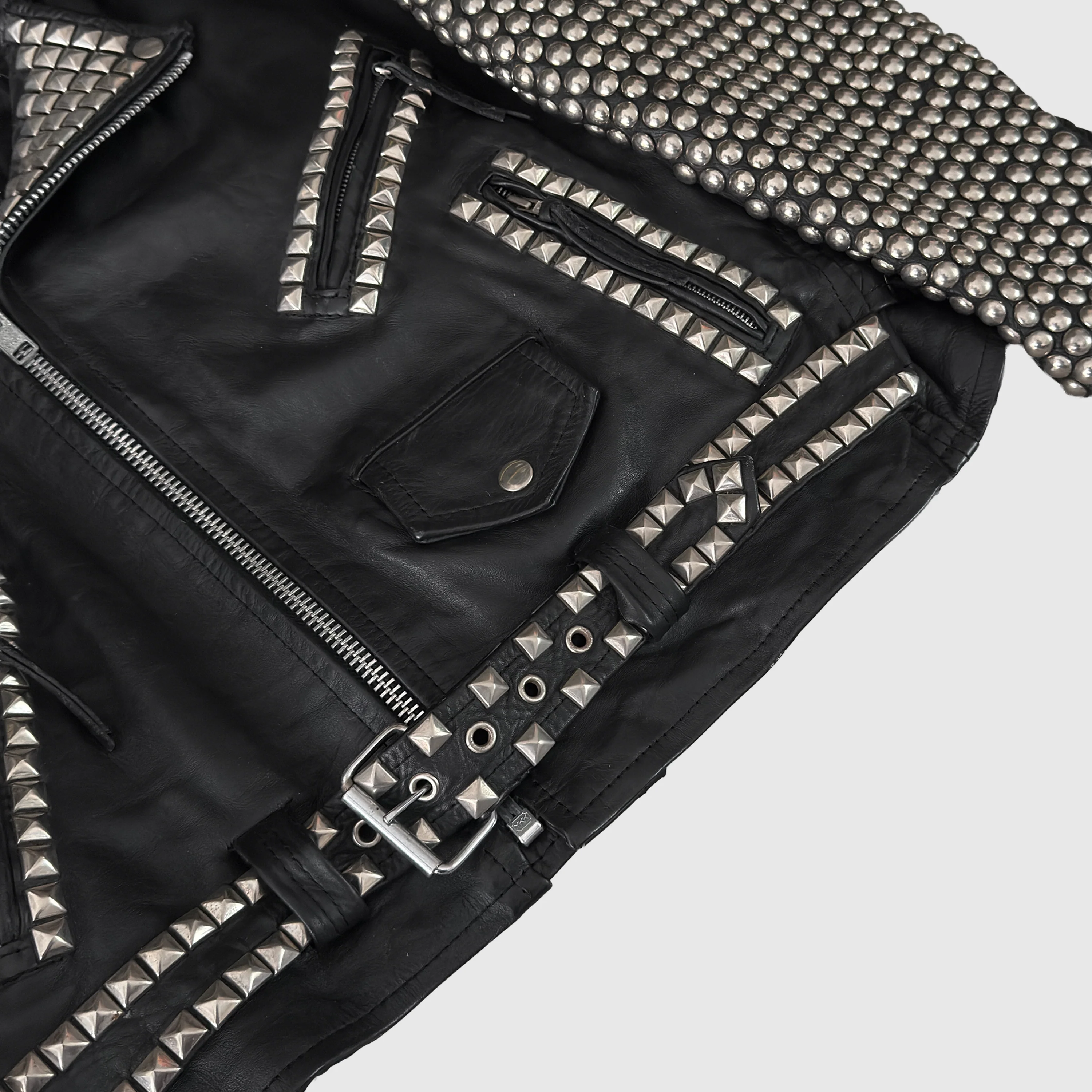 Vintage 1995 Hand Studded Leather Jacket (Yeezus Era) - Image 4
