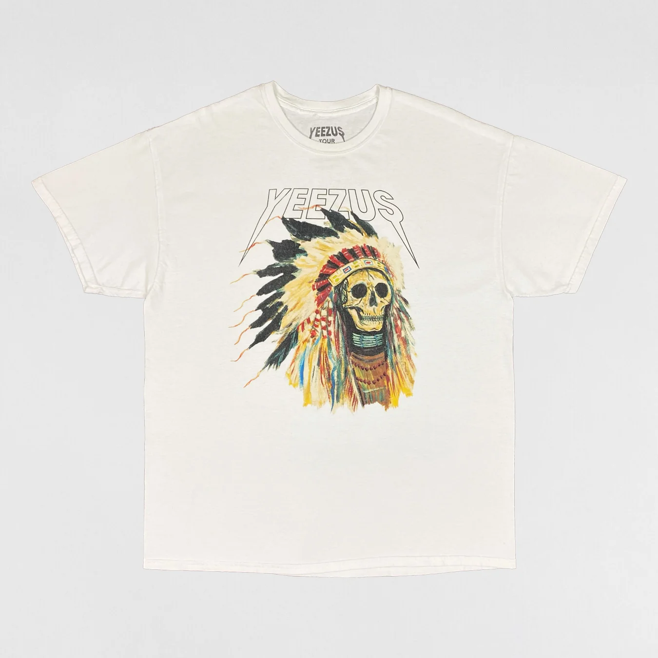 Yeezus Tour 2013 OG Native Skull Tee In White By Wes Lang