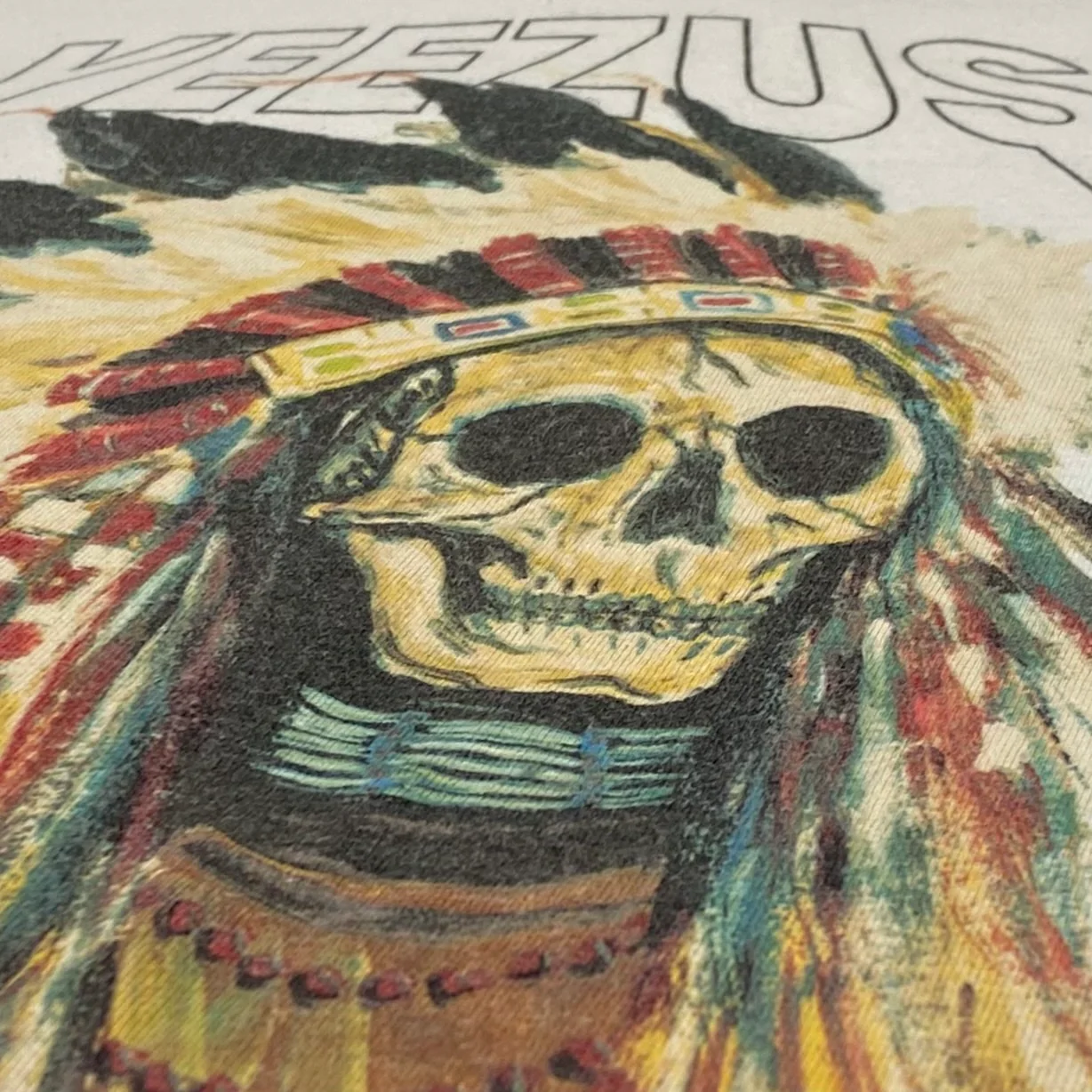 Yeezus Tour 2013 OG Native Skull Tee In White By Wes Lang - Image 3