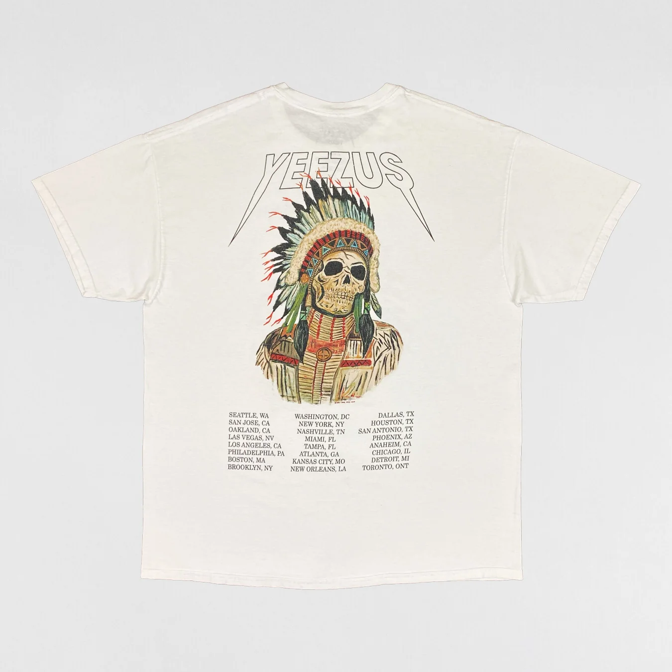 Yeezus Tour 2013 OG Native Skull Tee In White By Wes Lang - Image 4
