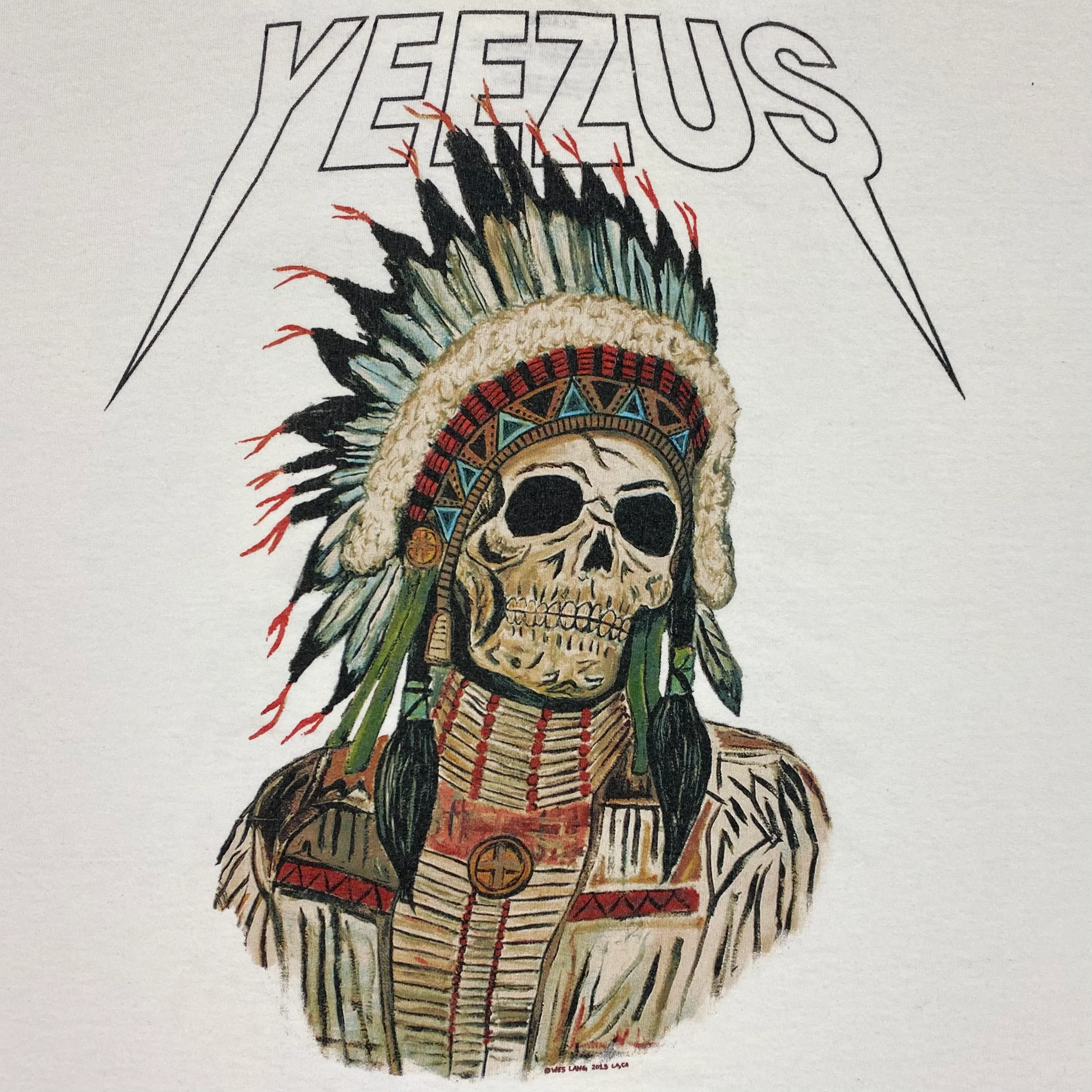 Yeezus Tour 2013 OG Native Skull Tee In White By Wes Lang - Image 6