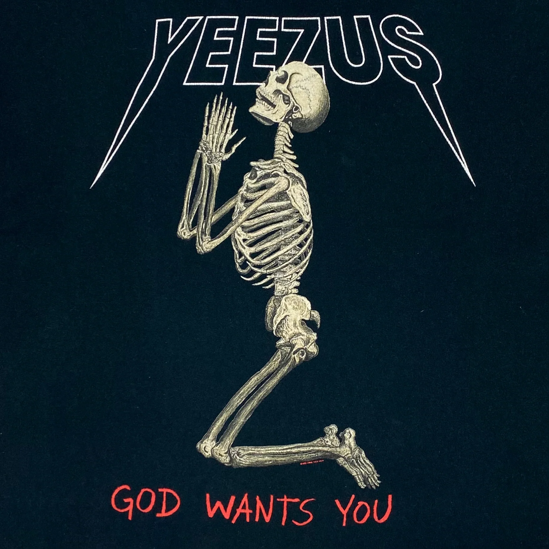 Yeezus Tour 2013 OG Skeleton Prayer Tee By Wes Lang - Image 2