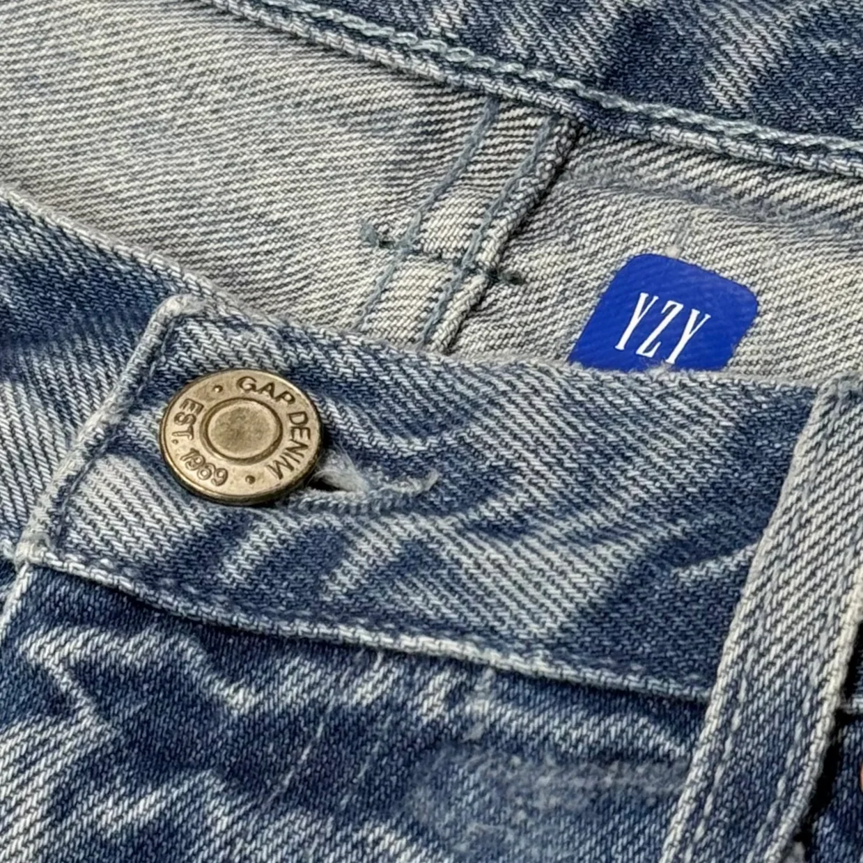 Yeezy Gap Balenciaga 2022 Washed Denim Pants In Indigo - Image 3