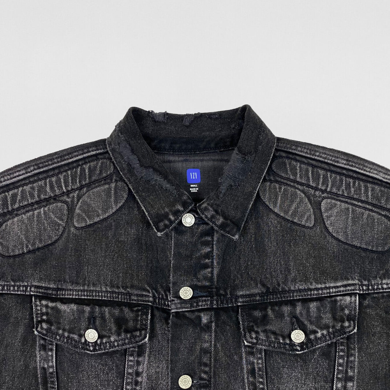 Yeezy Gap Balenciaga 2022 Padded Denim Jacket In Washed Grey - Image 2