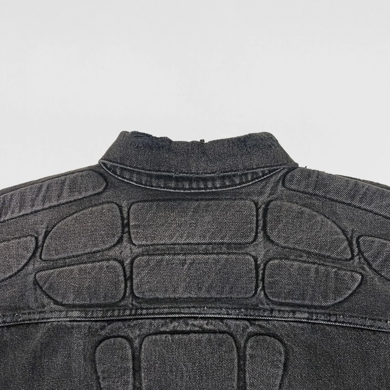 Yeezy Gap Balenciaga 2022 Padded Denim USA Jacket In Washed Grey - Image 5